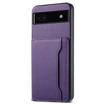 Til Google Pixel 6a Mobiltelefon-etui i kalveskindstekstur af læder+TPU+PC med kortholder