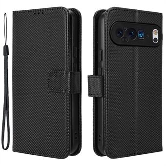 Til Google Pixel 9 Pro XL Etui Diamant Tekstur PU Læder Beskyttende Telefoncover