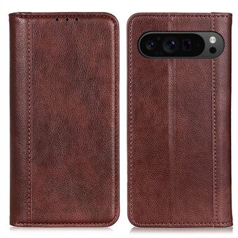 Til Google Pixel 9 Pro XL-etui Anti-ridse Litchi Textur Splitlæder Pengepung Telefoncover