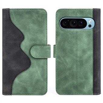 Til Google Pixel 9 / Pixel 9 Pro Etui i PU-læder med pung, farvesplitning, stødsikker mobiltelefoncover.