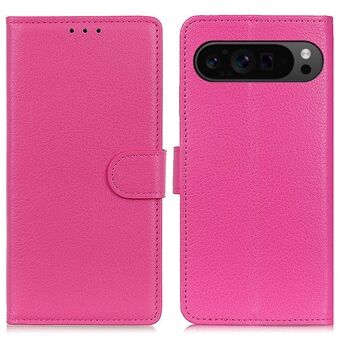 Til Google Pixel 9 Pro XL Case PU Læder Litchi Tekstur Folio Flip Telefoncover