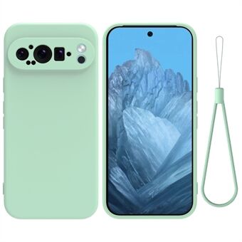 Til Google Pixel 9 Pro XL Flydende silikone mobiltelefoncover Drop-sikkert bagsidecover med rem