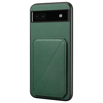 For Google Pixel 6a etui med stativ i læder+PC+TPU med kortholder