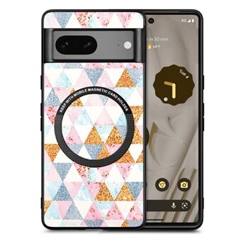 P1 til Google Pixel 7a Magnetisk Etui Mønster PU Læderbelagt PC+TPU Telefoncover