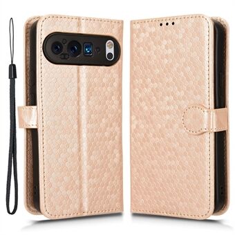 Til Google Pixel 9 Pro XL-etui PU-læder Prik mønstret Indgraveret Telefon cover Med Stativ Funktion