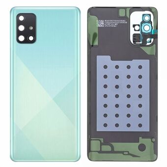 For Samsung Galaxy A71 4G SM-A715 Batteridæksel med Klæbende Sticker + Kameralinse Cover (Uden Logo)