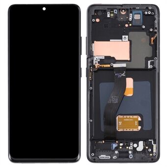 Til Samsung Galaxy S21 Ultra 5G G998 Grade C OLED Skærm og Digitizer Samling + Ramme (uden Logo) - Sort