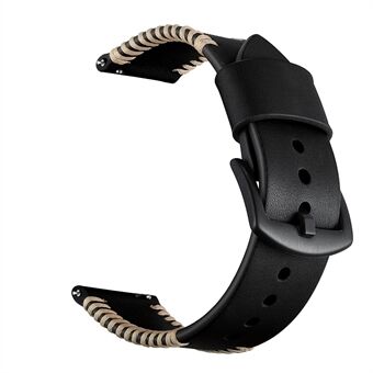 22mm Pork Ribs Style Ægte læderbelagt Smart Watch Band til Samsung Galaxy Watch 46mm