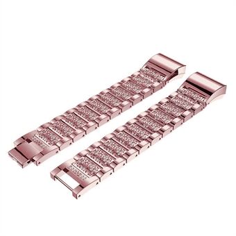 Zinc Alloy Strap Replacement Rhinestone Decor Watch til Fitbit Charge3 / 4