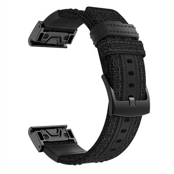 Canvas + ægte læderurrem Nylon urrem til Garmin Fenix 5 Plus / Fenix 3