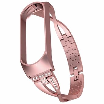 X-formet design aluminiumslegering smykker Armbånd Bling Diamond Metal Strap til Xiaomi Mi Band 6/5