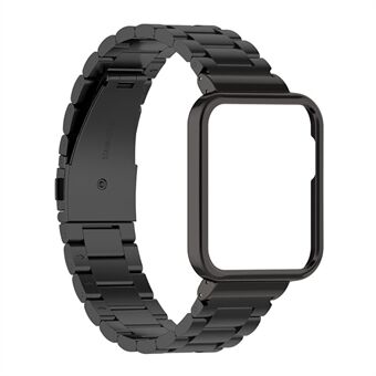 2 i 1 3 perler i rustfrit Steel urrem + urkassebeskytter til Xiaomi Mi Watch 2 Lite/Redmi Watch 2 - Sort