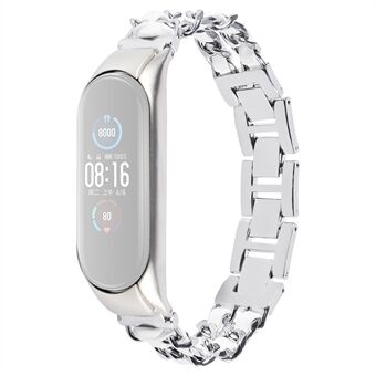 Til Xiaomi Mi Band 3/4 Smart Watch Kædeurrem i rustfrit Steel Metalurrem