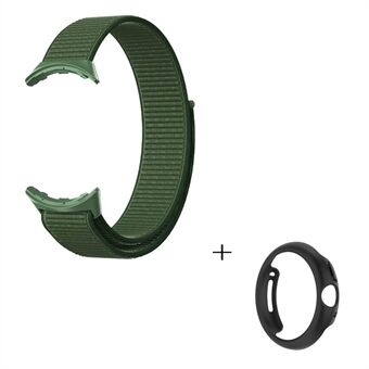 Til Google Pixel Watch Sports Nylon Bånd Stretchy Loop Vævet Flettet Blød Urrem med sort PC udhulet etui