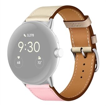 Til Google Pixel Watch Ægte læderurrem i rustfrit Steel Udskiftningsrem med spænde