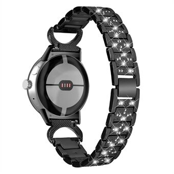 Til Google Pixel Watch 3-perlet Rhinestone Decor Rustfrit Steel Udskiftning af urbånd