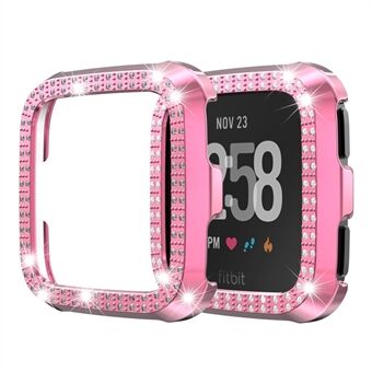 Double Row Rhinestone Decor PC Frame Bumper Beskyttelsesdæksel til Fitbit Versa