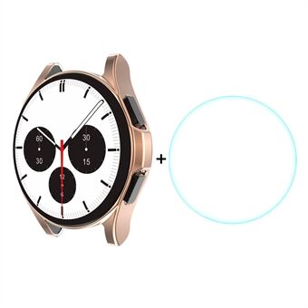 ENKAY galvanisering TPU Urkasse Cover med 0,2 mm 2,15D 9H hærdet glas skærmbeskytter til Samsung Galaxy Watch4 Classic 42 mm