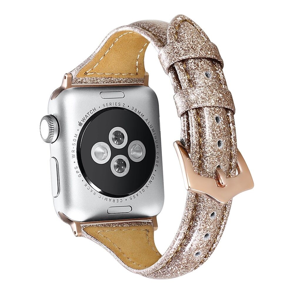 Flash Powder Genuine Leather Smart Watch Band with Buckle for