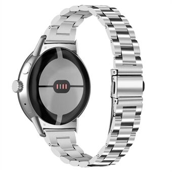 Til Google Pixel Watch Stilfuldt rustfrit Steel 3 perler Smart Watch Band Erstatningshåndledsrem - Sølv