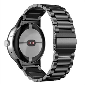 Til Google Pixel Watch Stilfuldt 316 rustfrit Steel 3 perler Smart urbånd poleret erstatningsrem - sort