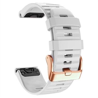 Urremme til Garmin Fenix ​​7S / 6S Pro / 5S Plus / Instinct 2S , vandrette striber Silikone 20 mm rem med rosa guld spænde