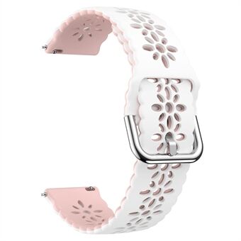 Hollow Plum Blossom Watch Band til Samsung Galaxy Watch6 / Watch6 Classic / Watch 5 / Watch 5 Pro / Watch4 / Watch4 Classic , 20 mm silikone tofarvet rem