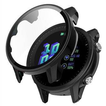 Til Garmin Forerunner 955 Fuld beskyttelse Hard PC Watch Case Cover med hærdet glas skærmbeskytter