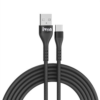 IVON CA92 1,5 m dataledning 2,4A USB til Type-C fleksibelt gummikabel