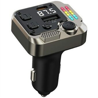 C68 Bluetooth FM Transmitter Biladapter PD 30W Dual Port Biloplader Musikafspiller Håndfri Opkald