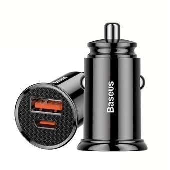 BASEUS Bilopladeradapter PPS 30W Hurtigoplader med USB Type-C Porte Understøtter PD3.0/QC4.0/SCP/QC3.0/AFC - Sort