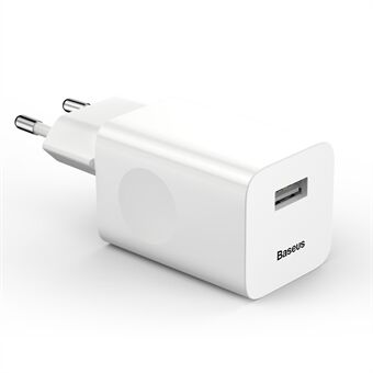 BASEUS 24W Enkel USB Port Trådløs Opladning Hurtigoplader - Hvid / EU-stik