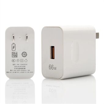 66W Hurtig Oplader USB Vægoplader Strømforsyning til Huawei Mate 40/P40 Pro/nova 8 SE - CN-stik