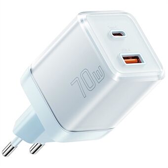 ESSAGER GaN 70W USB+Type-C Vægopladerstik Opladningsadapter