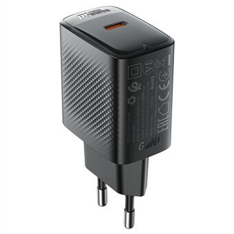 ACEFAST A104 PD 25W Hurtigopladningsadapter GaN Enkel Port USB-C Vægoplader, EU Stik