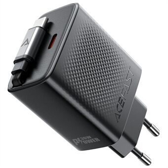 ACEFAST A110 30W GaN Oplader Type-C Telefonadapter med Tilbagetrækkelig USB-C Kabel, EU-Stik