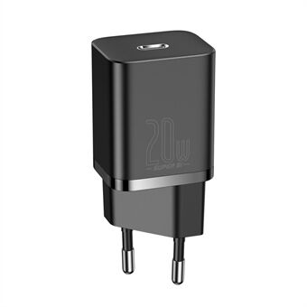 BASEUS Super Si Quick Charger Type-C 20W PD Hurtigopladning EU Stikadapter (med 1m Type-C til iP Kabel)