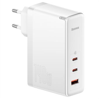 BASEUS GaN5 Pro Hurtigoplader 2Type-C+USB 140W EU-Stik Multi-Port Vægoplader Adapter Blok Hurtigopladningsboks Mursten med 1m Type-C til Type-C 240W Kabel