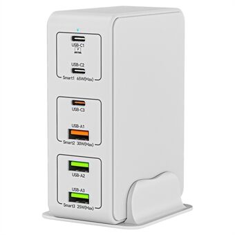 818H 120W PD hurtigopladning bærbar strømadapter 3 USB-C + 3 USB-A rejsevægoplader