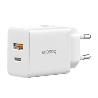 BASEUS CCXFK20UE Cube Hurtigoplader Type-C+USB 20W Vægoplader Adapter, EU-stik