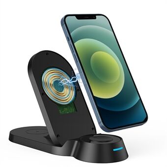 H22 foldbar 3-i-1 trådløs oplader Stand Dock til smartphones/ure/øretelefoner