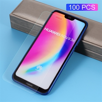 100 stk/sæt 0,3 mm Arc Edge hærdet glas skærmbeskyttelsesfilm til Huawei P20 Lite / Nova 3e