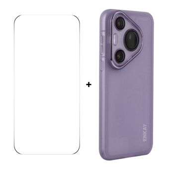 Til Huawei Pura 70 ENKAY HAT PRINCE Etui Mat TPU Telefoncover med Linsefilm + 9H Glasbeskytter