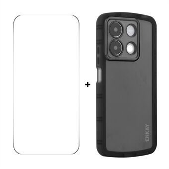 Til Xiaomi Redmi Note 13 5G ENKAY HAT PRINCE Etui Fire Hjørner Stødsikker Mat TPU Telefon Cover + 9H Glasbeskytter