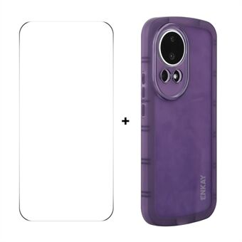 Til Huawei nova 12 5G ENKAY HAT PRINCE Cover Fire Hjørner Stødsikker Matte TPU Telefon Cover + 9H Glasbeskytter