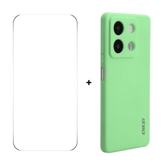 Til Xiaomi Redmi Note 13 Pro 5G / Xiaomi Poco X6 5G ENKAY HAT PRINCE Silicium Etui Lige Kant Telefoncover + 9H Glasbeskytter