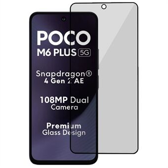 Til Xiaomi Poco M6 Plus 5G Anti-kig Skærmbeskytter Fuld Lim Silketryk Hærdet Glas Film