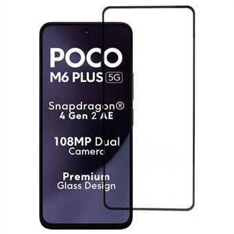 Til Xiaomi Poco M6 Plus 5G Skærmbeskytter Fuld Lim Silkeprint Hærdet Glas Film