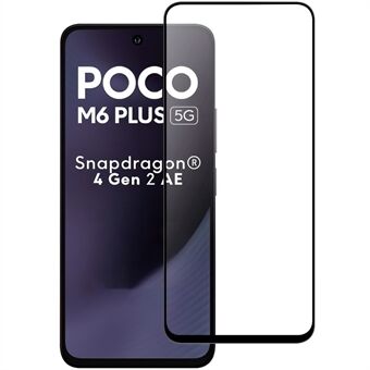 For Xiaomi Poco M6 Plus 5G AGC Glas Skærmbeskytter Fuld Lim Sort Kant Skærmfilm