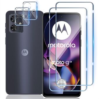 2 stk. Til Motorola Moto G64 5G / G54 5G Klar Hærdet Glas Skærmbeskytter Anti-Explosions Film + 2 stk. Kamera Linse Beskytter